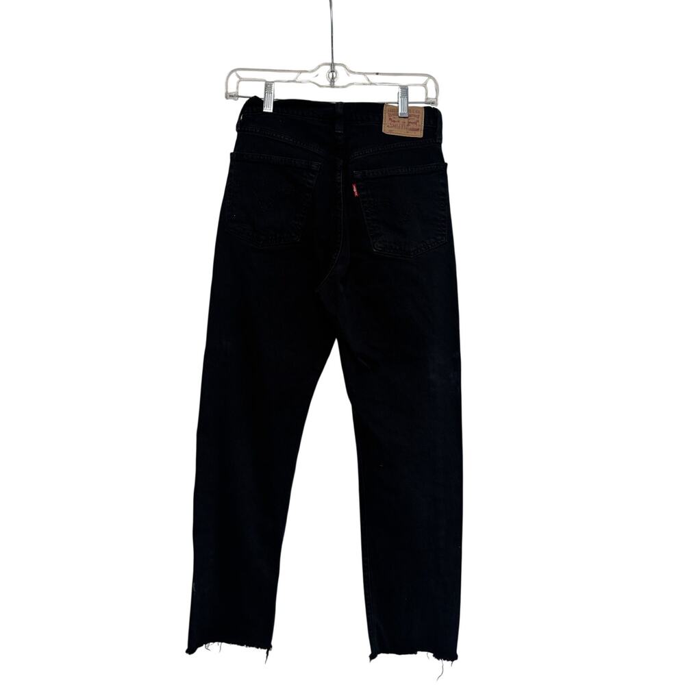 Levi's Black Denim Jeans W25 L30 Button Fly Raw Hem - Picture 8 of 9
